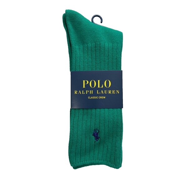 Polo Ralph Lauren Classic Crew Rib Socks Green - Picture 2 of 3